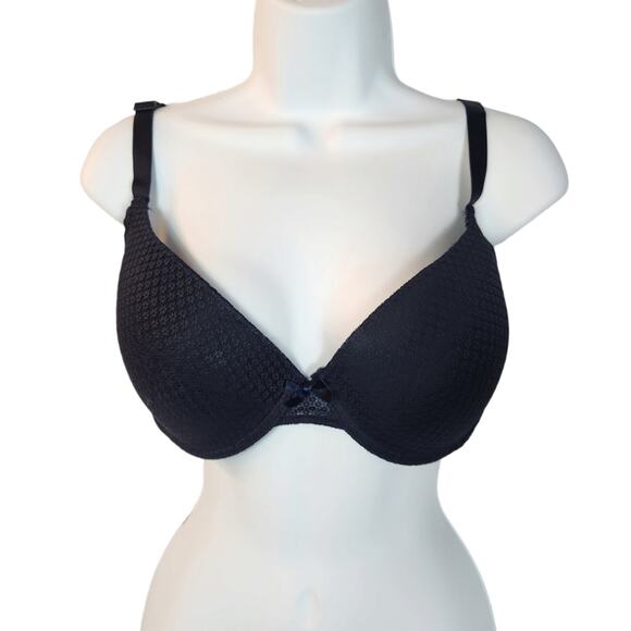 Laura Ashley Bra Size 38C Dark Blue Lacey Bra Lightly Padded - Picture 1 of 7